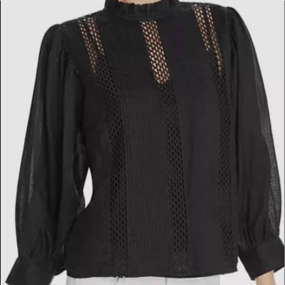 NWT $425 Frame Women's Black Pleated High Neck